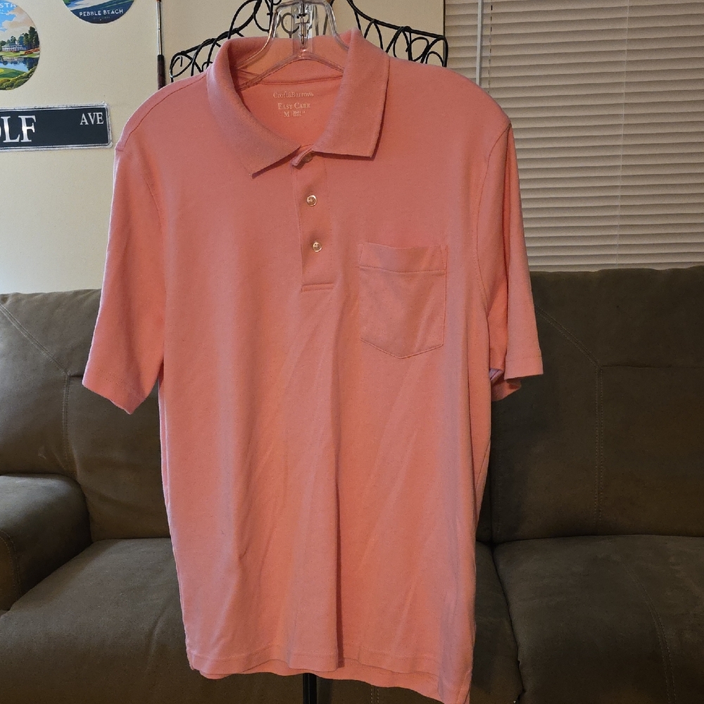 Croft & Barrow Pink Polo Shirt Classic Design Mens Size Medium